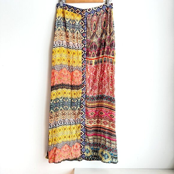 Desigual Patchwork Paisley Colourful Button front Maxi Skirt - Picture 2 of 7